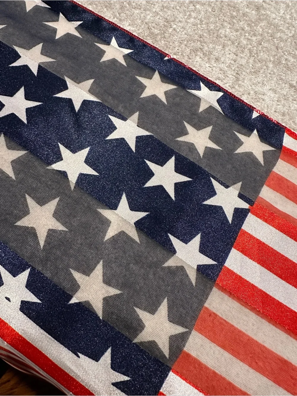 American Flag Print Silk-Feel Scarf - Red, White & Blue